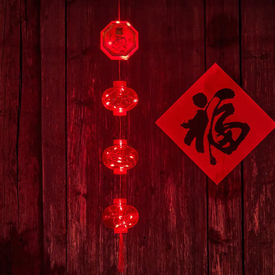 Traditional Red Lantern USB LED String Light Spring Festival Battery Operated Party Supplies Chinese New Year Decoration