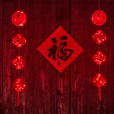 Traditional Red Lantern USB LED String Light Spring Festival Battery Operated Party Supplies Chinese New Year Decoration