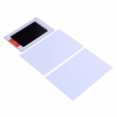 Black ink pad with white cards