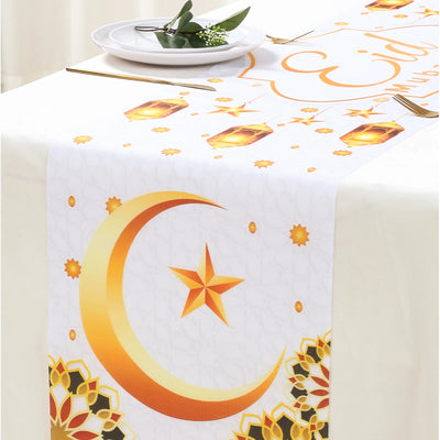 Ramadan Kareem Moon Castle Table Runner Eid Mubarak Decorations 2025 For Home Islamic Muslim Party Supplies Kitchen Table Cover