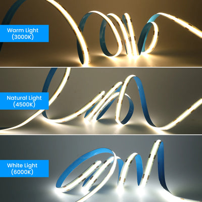 LED strip lights in different color temperatures