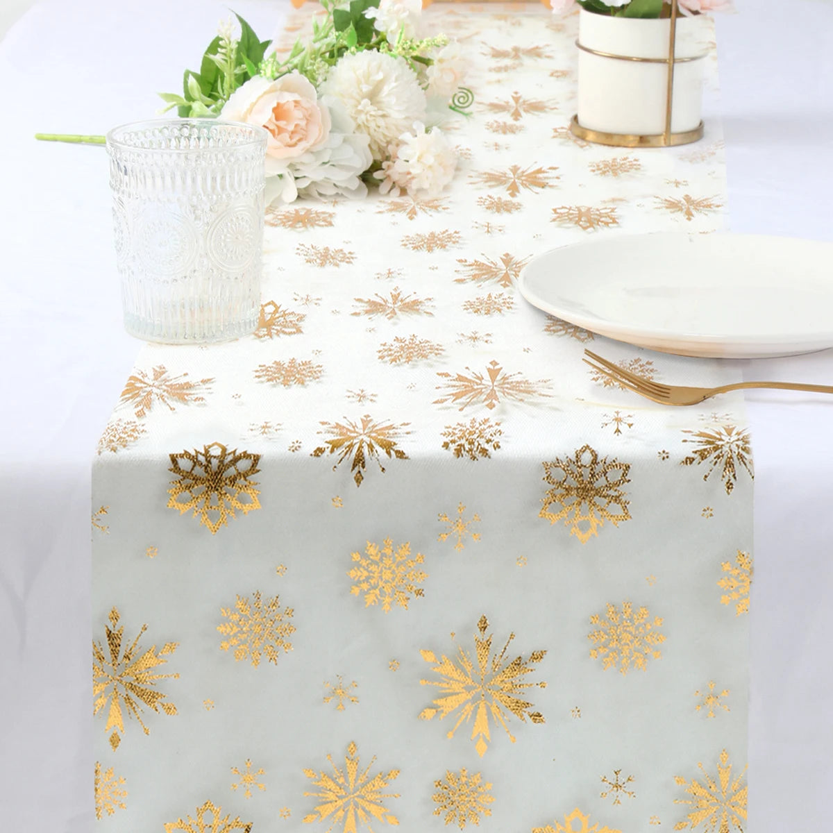 Christmas Golden Table Runner Merry Christmas Decors for Home 2024 Table Runner Xmas Ornaments Navidad Natal New Year Gift 2025