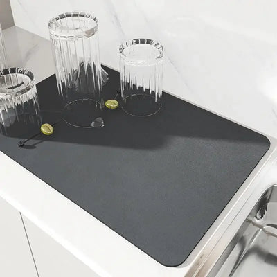 Kitchen Absorbent Draining Mat Dish Drying Mat Non-slip Placemat Hide Stain Rubber Backed Dish Drainer Mat