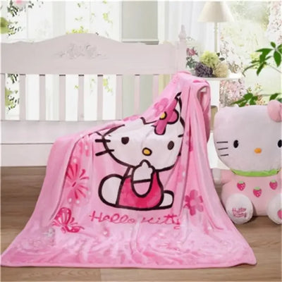 Sanrio Hello Kitty Plush Blanket Bed Sheet Children Adult Soft Blankets Cartoon Aircondition Nap Blanket Spring Fluffy Quilt