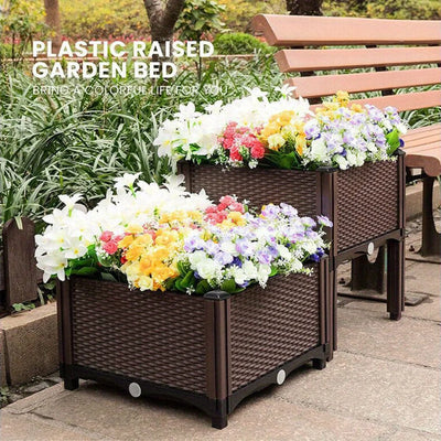 2x Raised Garden Bed Elevated Flower Vegetable Grow Planter Self-Watering Design