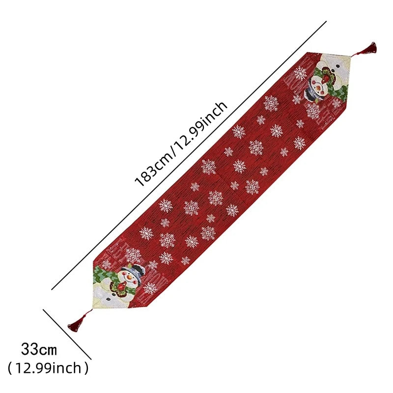 Christmas Party Linen Table Runner Merry Christmas Decorations for Home 2023 Snowman Xmas Tree Table Runner Happy New Year 2024