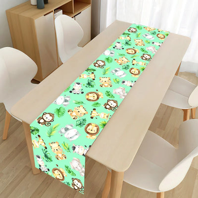 Jungle Animals Table Runner Wild One Forest Safari Birthday Party Decorations Kids Favors Table Covers Boys Baby Shower Supplies