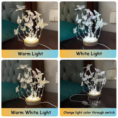 DIY Butterfly Night Light Set Handmade LED Light-up Butterfly Table Lamp for Bedroom Decor Women And Girls Birthday Gift