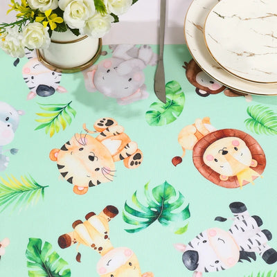 Jungle Animals Table Runner Wild One Forest Safari Birthday Party Decorations Kids Favors Table Covers Boys Baby Shower Supplies