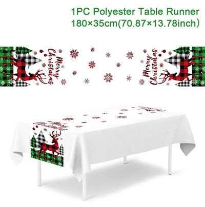 Christmas Table Runner Merry Christmas Decorations For Home 2024 Cristmas Ornament Merry Xmas Navidad Noel Gifts New Year 2025