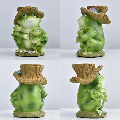 Garden Frog Decor Resin Figurine With Bird Feeder Frog Bird Feeder Collectible Figurine For Patio Yard Lawn Ornament