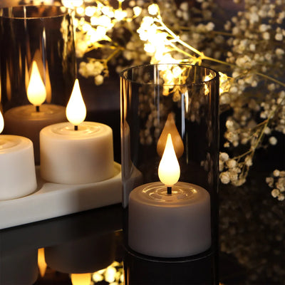 LED Candle Light Rechargeable Flameless Candles Timer Remote Tea Lights With Black Cups For Wedding Home Decor Christmas Lamp