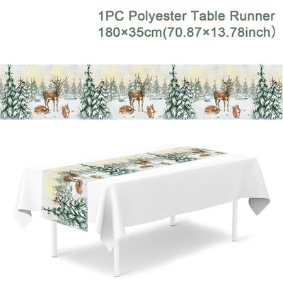 Christmas Table Runner Merry Christmas Decorations For Home 2024 Cristmas Ornament Merry Xmas Navidad Noel Gifts New Year 2025