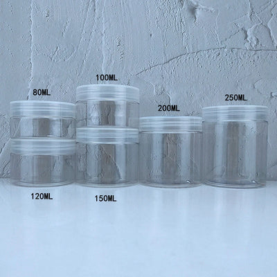 12Pcs 100/120/150/200/250ml Clear Plastic Jar and Lids Skincare Cosmetic Cream Jar Travel Set Refillable Bottles Storage Jars