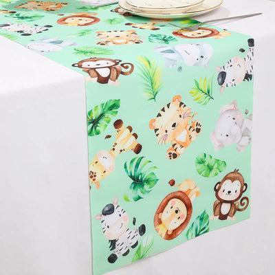 Jungle Animals Table Runner Wild One Forest Safari Birthday Party Decorations Kids Favors Table Covers Boys Baby Shower Supplies