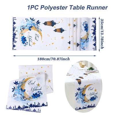 Ramadan Kareem Moon Castle Table Runner Eid Mubarak Decorations 2025 For Home Islamic Muslim Party Supplies Kitchen Table Cover