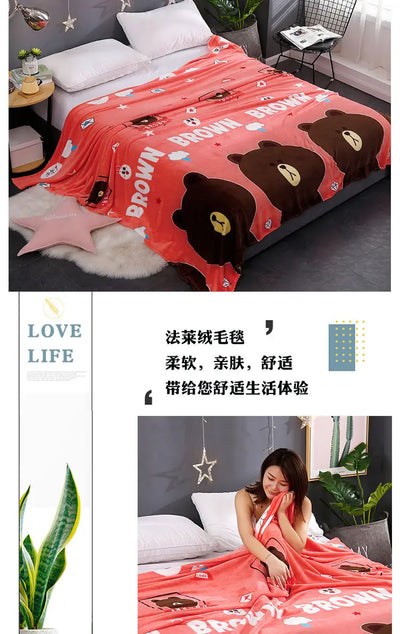 Hello Kitty Four Seasons Blanket Fast Warm Flannel Air Conditioned Blanket Student Dormitory Single Double Blanket Bed Sheet