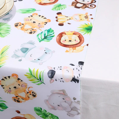 Jungle Animals Table Runner Wild One Forest Safari Birthday Party Decorations Kids Favors Table Covers Boys Baby Shower Supplies