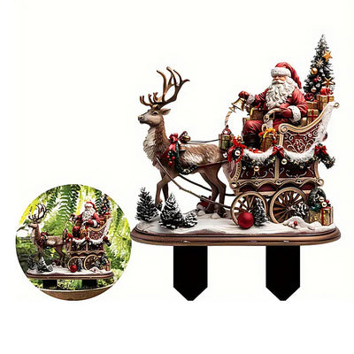 Acrylic Garden Stakes Santa Claus 2D Acrylic Yard Art Weatherproof Lawn Decor Cute Outdoor Decoration For Landscape Flower Pots