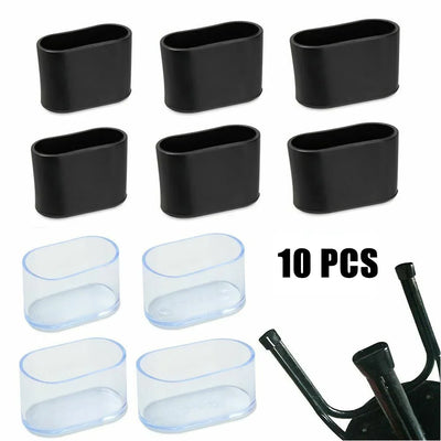 10Pcs Rubber Chair Leg Cap Oval Covers Furniture Table Feet Floor Protectors For Outdoor Patio Garden Office Home Furniture