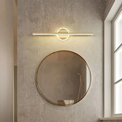 Elegant LED lamp with warm light above mirror