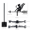 New Metal Elf Weather Vane Standing Decor Roof Weathervane Flower Fairy Garden Yard Decoration For Shed Home Fence Post