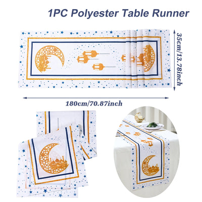 Ramadan Kareem Moon Castle Table Runner Eid Mubarak Decorations 2025 For Home Islamic Muslim Party Supplies Kitchen Table Cover