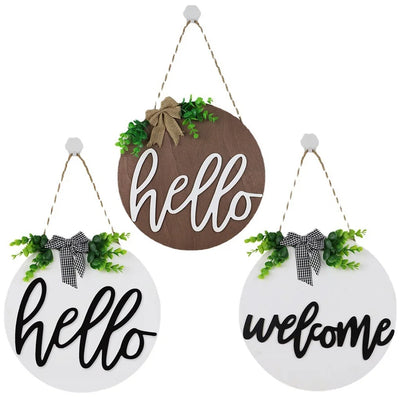 Welcome Ornaments Plaque Wooden Festival Decor Hanging Sweet Home Family Door Sign for Garden Home Decoration Accessories