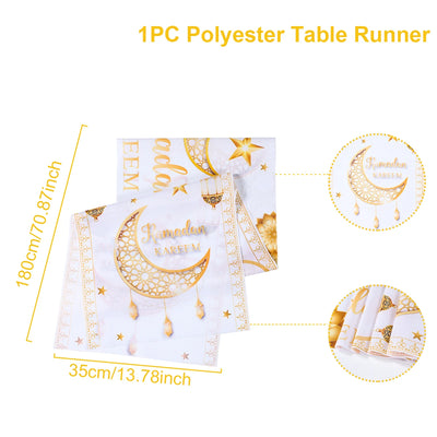 Ramadan Kareem Moon Castle Table Runner Eid Mubarak Decorations 2025 For Home Islamic Muslim Party Supplies Kitchen Table Cover