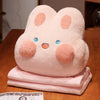 Cute with Blanket Warm Hand Throw Pillow Anime Cat Pillow Blanket Rabbit Soft Plush Hand Warmer Pillow Toy Doll