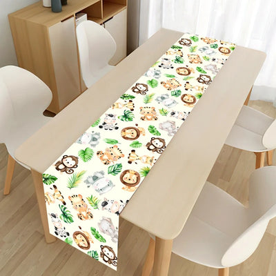 Jungle Animals Table Runner Wild One Forest Safari Birthday Party Decorations Kids Favors Table Covers Boys Baby Shower Supplies