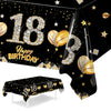 Gold Black Birthday Table Cloth 18 Years Old Birthday Decoration Happy Birthday Party Supplies Gold Glitter Tablecloth Decor