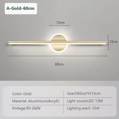 Black LED wall lamp dimensions and specs