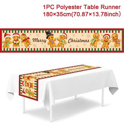 Christmas Table Runner Merry Christmas Decorations For Home 2024 Cristmas Ornament Merry Xmas Navidad Noel Gifts New Year 2025