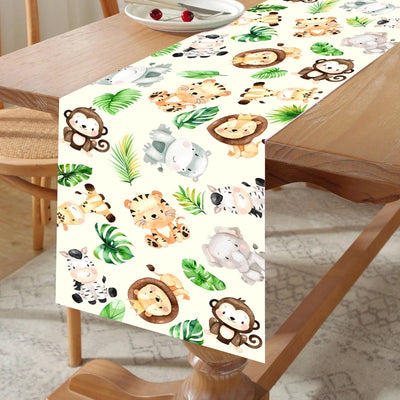 Jungle Animals Table Runner Wild One Forest Safari Birthday Party Decorations Kids Favors Table Covers Boys Baby Shower Supplies