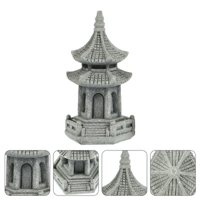 Asia Garden Decorations Mini Lanterns Statue Aquarium Hiding Cave Gardening Sandstone Pagoda Outdoor Accessories