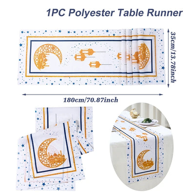 Ramadan Table Runner Eid Mubarak Decor for Home 2025 Ramadan Kareem Islamic Muslim Party Eid Al-Fitr Gifts Ramadan Decoration