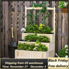 3-Tiers Raised Garden Bed with Trellis, 53" H Vertical Planter Box with Wheels & Back Storage Area, for Flowers, Vegeta