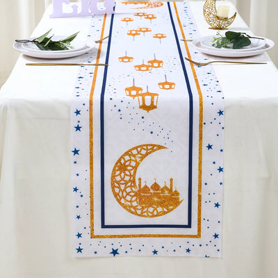 Ramadan Kareem Moon Castle Table Runner Eid Mubarak Decorations 2025 For Home Islamic Muslim Party Supplies Kitchen Table Cover