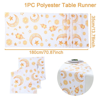 Ramadan Kareem Moon Castle Table Runner Eid Mubarak Decorations 2025 For Home Islamic Muslim Party Supplies Kitchen Table Cover