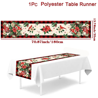 Christmas Table Runner Merry Christmas Decorations For Home 2024 Cristmas Ornament Merry Xmas Navidad Noel Gifts New Year 2025