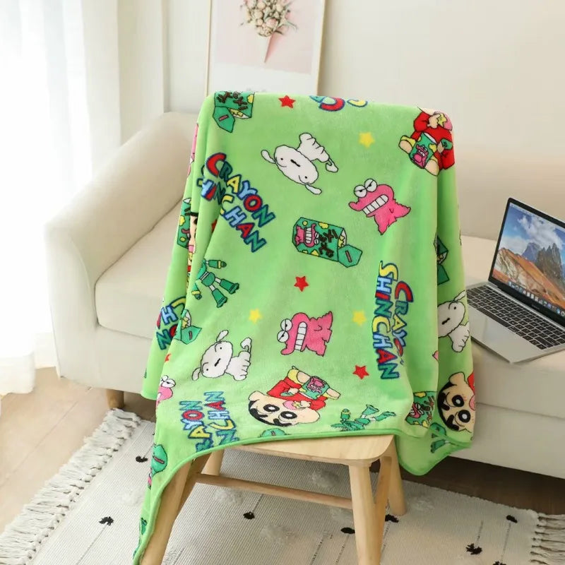 Anime Crayon Shin Chan Blanket Cartoon Coral Fleece Air Conditioning Blanket Thin Sofa Cute Child Blankets for Beds Gift