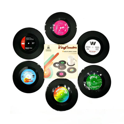 Cup Coaster Set 6 Pcs Cup Mat Vinyl Record Coasters Non-slip Coffee Coasters Heat-resistant Music Drink Coasters Table Mats Cups