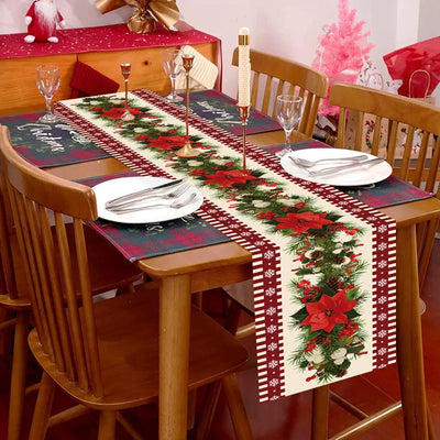 Christmas Table Runner Merry Christmas Decorations For Home 2024 Cristmas Ornament Merry Xmas Navidad Noel Gifts New Year 2025