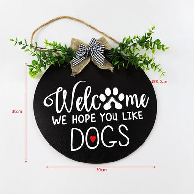 Welcome Ornaments Plaque Wooden Festival Decor Hanging Sweet Home Family Door Sign for Garden Home Decoration Accessories