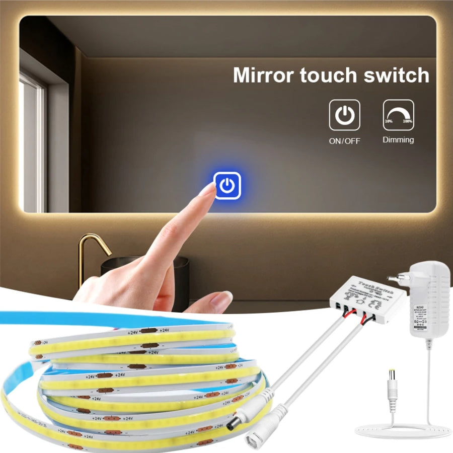 Touch dimmable LED vanity mirror light with sensor