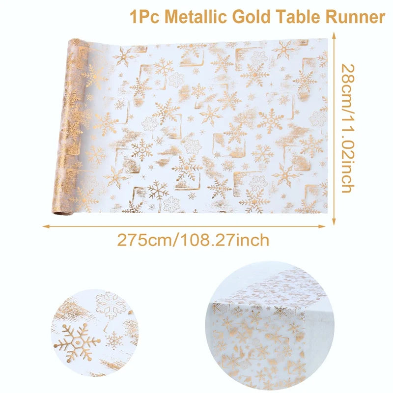 Christmas Golden Table Runner Merry Christmas Decors for Home 2024 Table Runner Xmas Ornaments Navidad Natal New Year Gift 2025