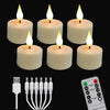 LED Candle Light Rechargeable Flameless Candles Timer Remote Tea Lights With Black Cups For Wedding Home Decor Christmas Lamp