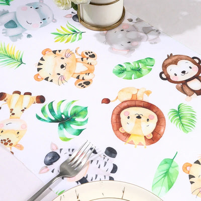 Jungle Animals Table Runner Wild One Forest Safari Birthday Party Decorations Kids Favors Table Covers Boys Baby Shower Supplies