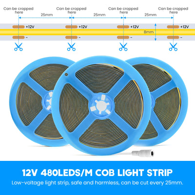 12V 480LEDs/m COB light strip details